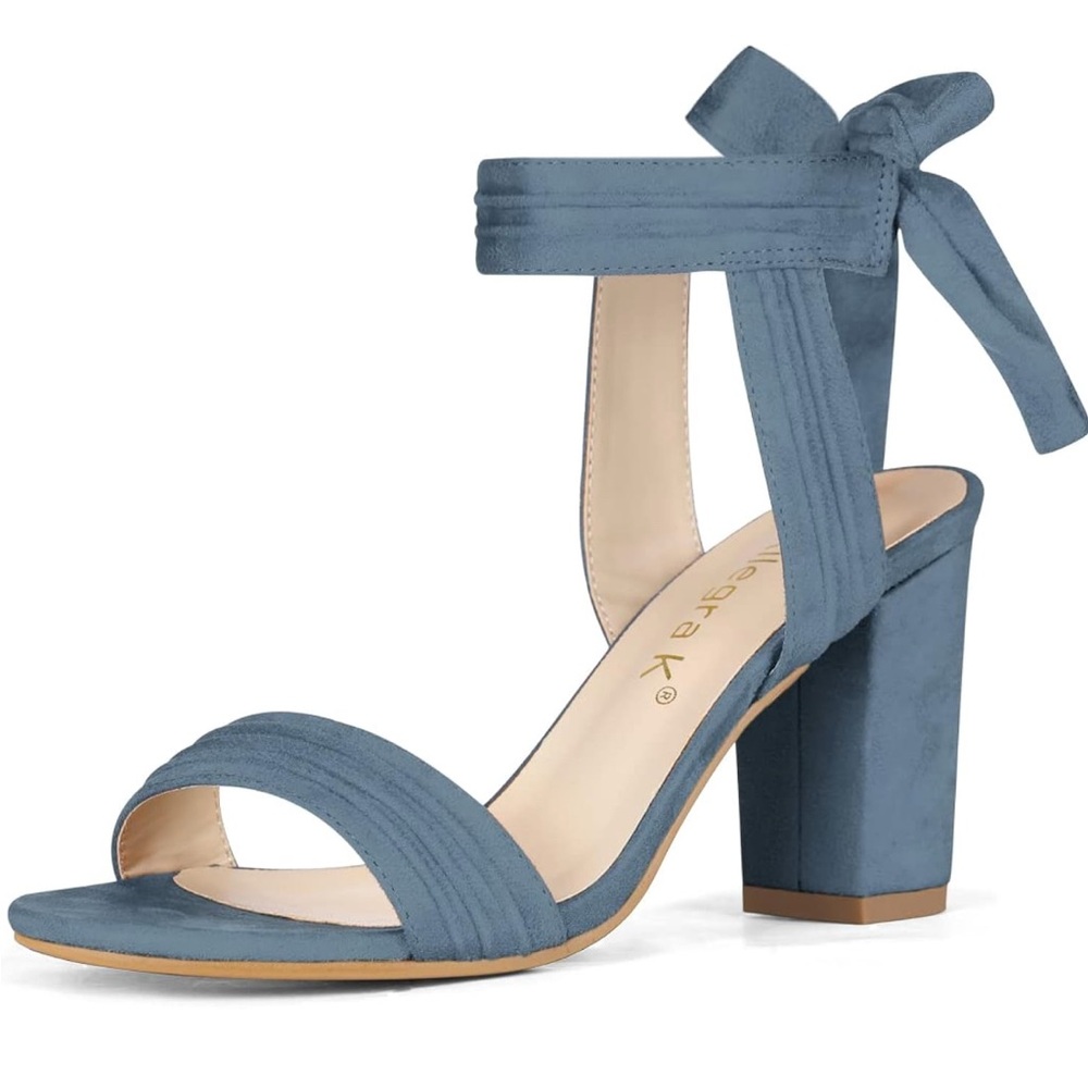 Allegra K Elegant Blue Bow Heels